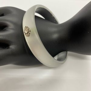 Light grey bangle bracelet w/ silver & gem accents